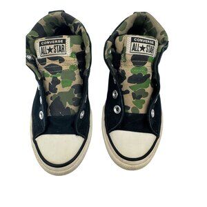 Converse All Star High Top Sneakers Youth Size 1 Green Black Camo Lace Up Casual